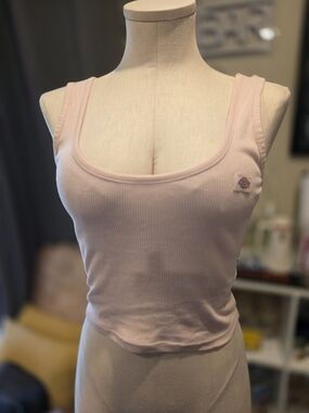 Dickies Light Pink Ribbed Tank Top with Logo Tag
